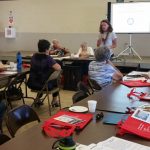 Photo of Kathleen presenting to a group of AARP members