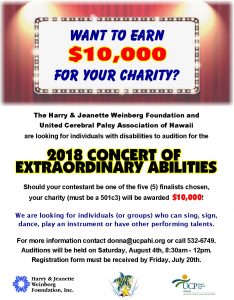 Photo of flyer for 2018 Concert of Extraordinary Abilities auditions announcement