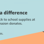 AmazonSmile banner: "You can make a difference when you shop for back to school supplies at smile.amazon.com Amazon donates."