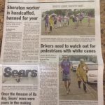Photo of front page of The Maui News with article about White Cane Day